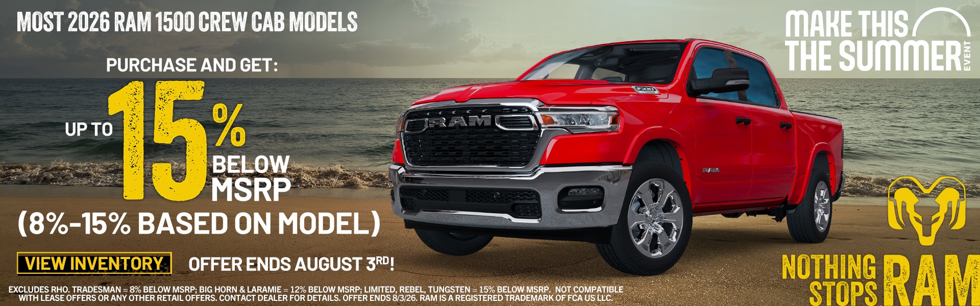 Get up to 15% below MSRP on most 2026 Ram 1500 Crew Cabs
