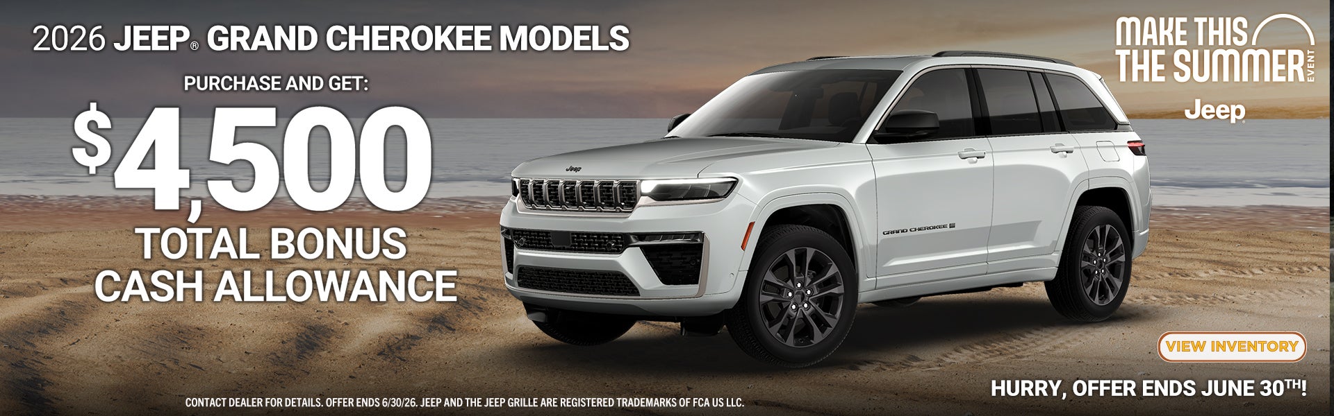2026 Jeep Grand Cherokee Models $4,500 Bonus Cash Offer