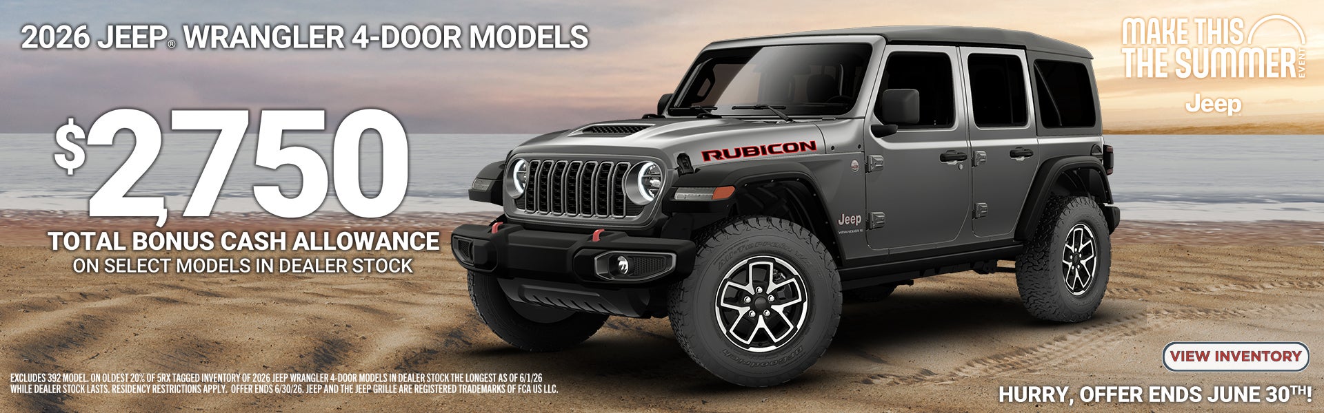 2026 Jeep Wrangler Models $2,750 Bonus Cash Offer