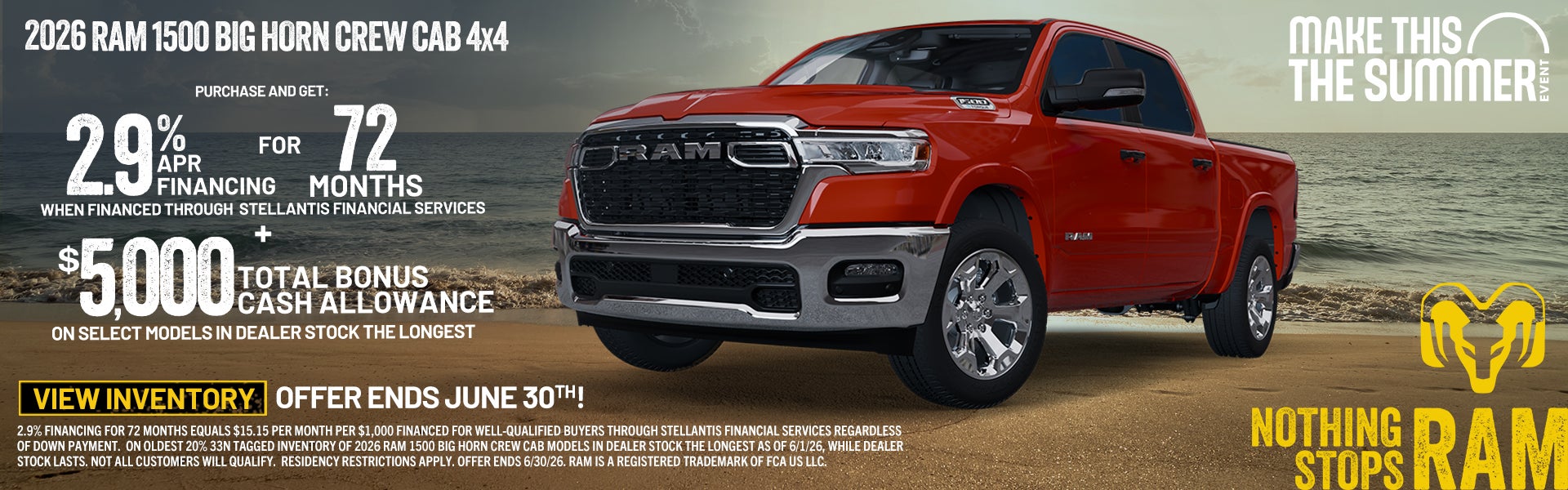 2026 Ram 1500 2.9% APR Plus $5,000 Bonus Cash