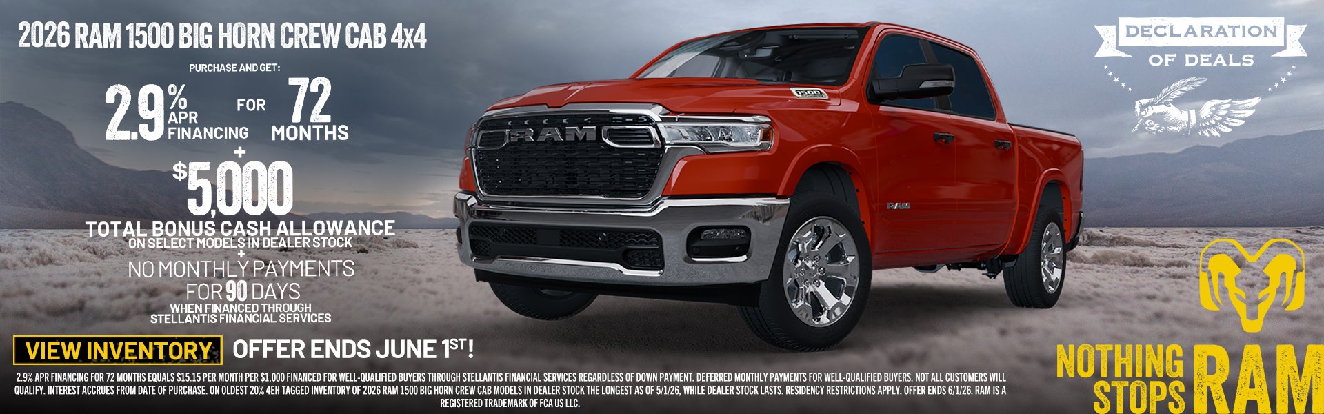 2026 Ram 1500 2.9 APR Plus $5000 Bonus Cash