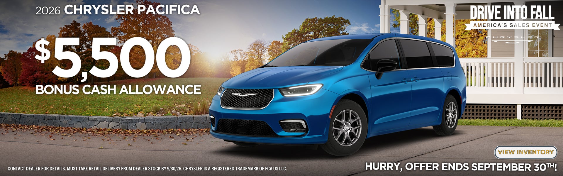 2026 Chrysler Pacifica $5,500 bonus cash