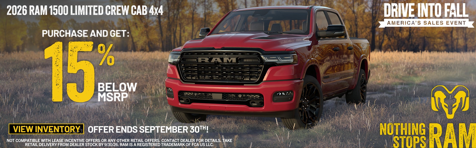 2026 Ram 1500 Limited Crew Cab 4x4 15% below MSRP