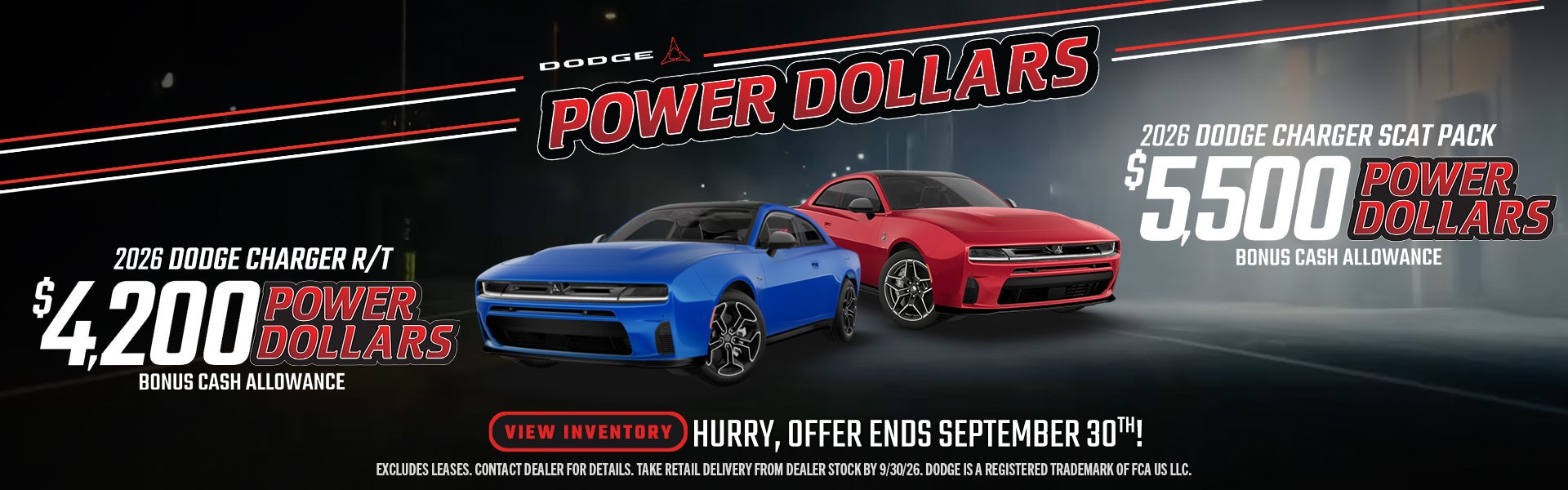 2026 Dodge Charger up to $5,500 bonus cash